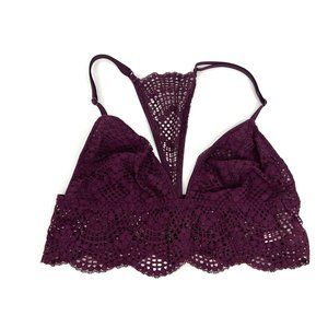 Victoria's Secret Bralette Purple Lace Racerback Longline Wireless Womens